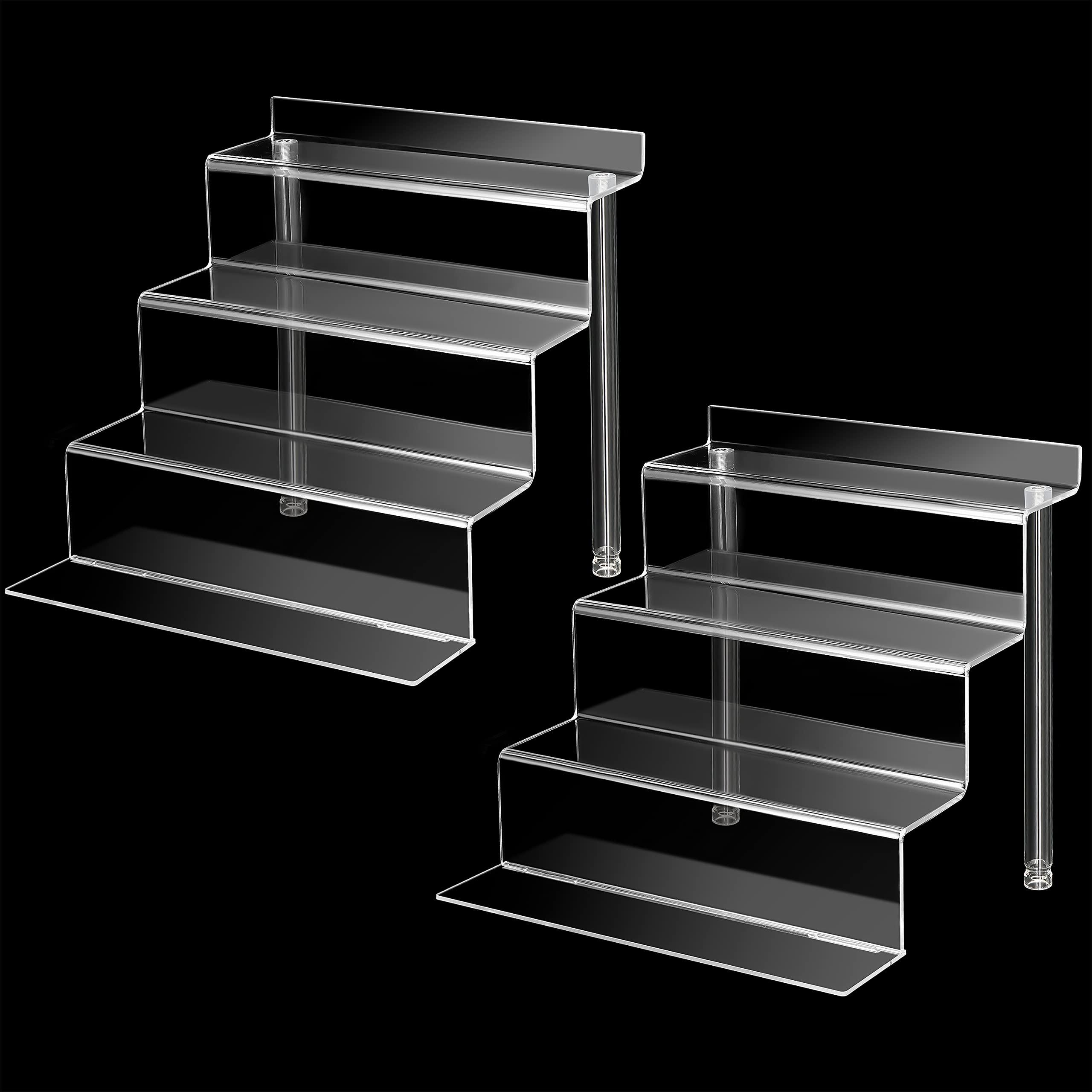 Perfume Display Stand Acrylic Cupcake Stand Tiered Perfume Organiser Shelf Clear Acrylic Display Shelves for Pops Figures, Acrylic Risers Display Stands, Makeup, Nail Polish Organizer Display Rack 0