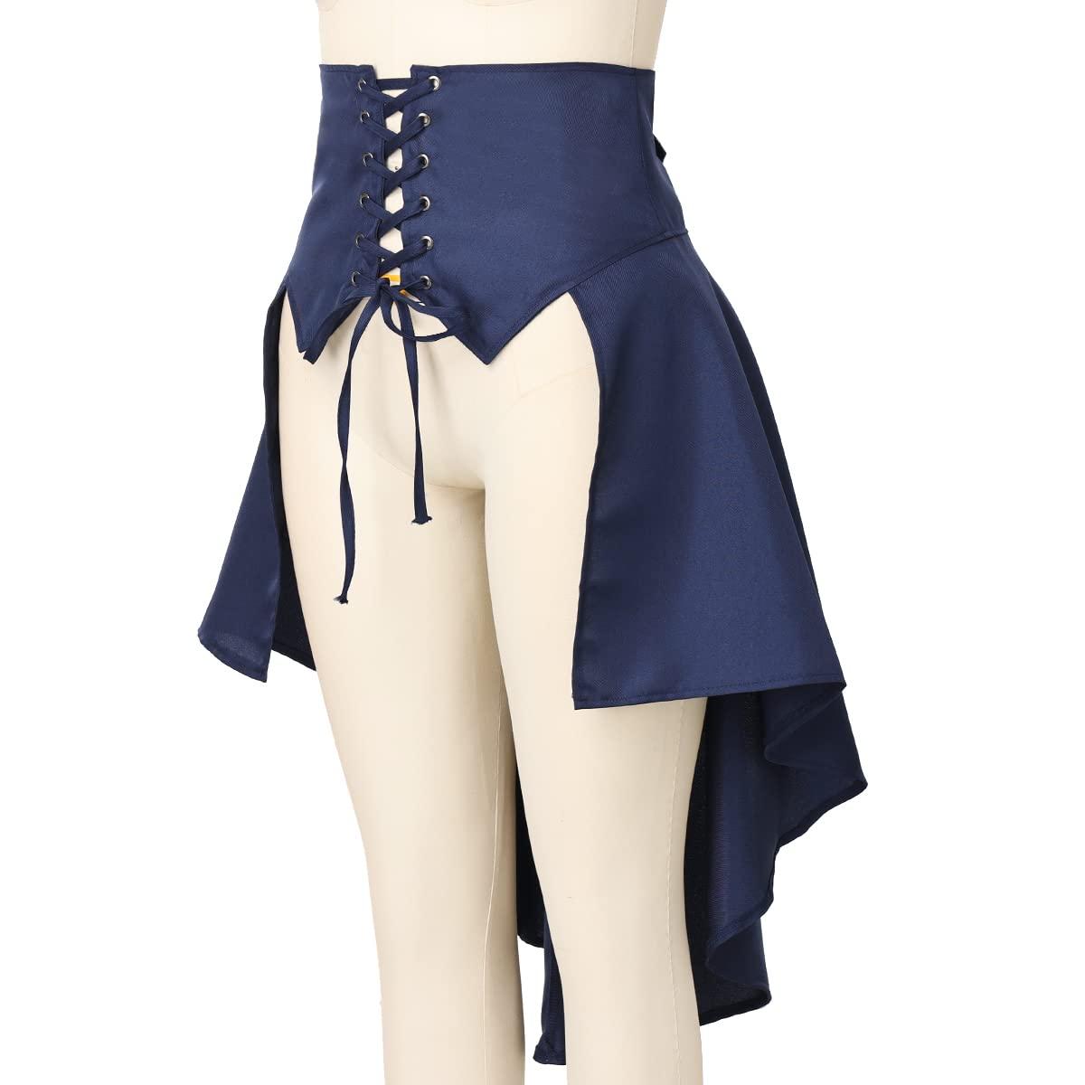 COSDREAMER Steampunk Women's Skirts Waist Belt for Women Ruffles Pirate Corset Costumes Blue 2