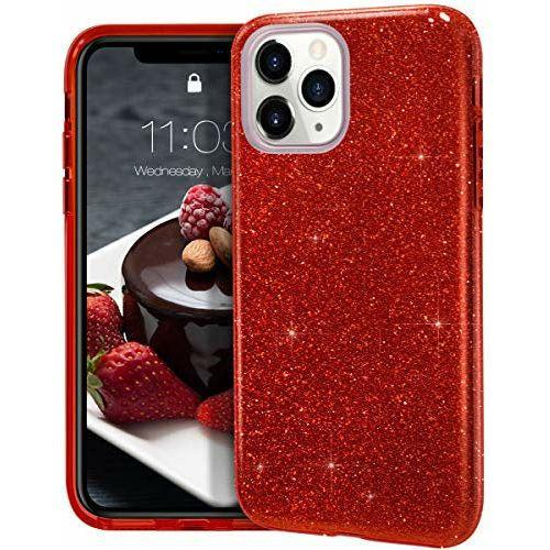 MATEPROX iphone 11 Pro Case Glitter Sparkle Sparkly Bling Cute,3 Layer Hybrid, Anti-Slick/Protective Case for iphone 11 Pro 5.8Inch-Red 0