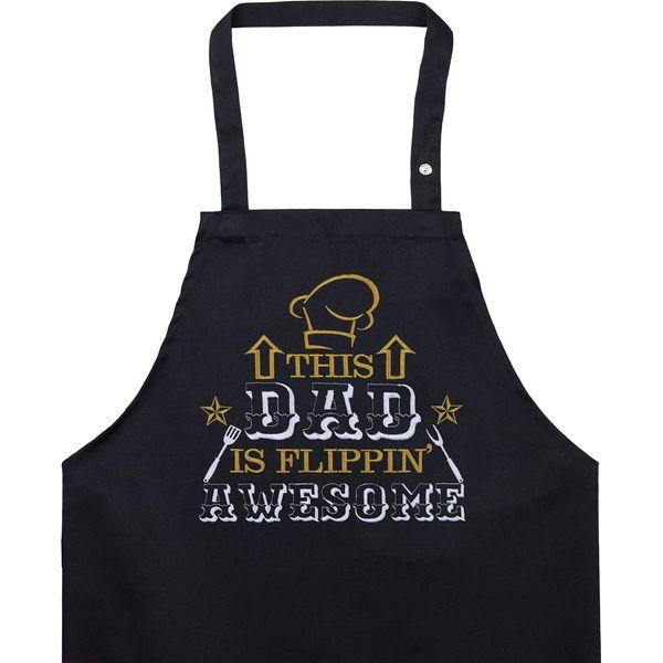 EXPRESS-STICKEREI Unique Men Bib Apron with Funny Slogan THIS DAD IS FLIPPIN AWESOME Adjustable Cooking Aprons with Pocket to hold Utensils, Spice Jars, Bear, Recipes | Gift for Dads on Fathers Day 0