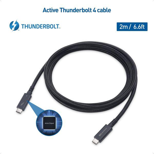 Cable Matters [Intel Certified] Braided 40Gbps Active Thunderbolt 4 Cable 2 m with 100W Charging and 8K Video - Fully Compatible with USB C/USB-C, USB 4 / USB4, and Thunderbolt 3 1