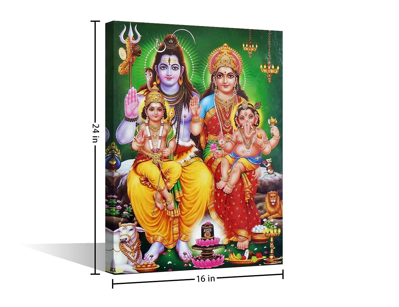 Canvas Wall Art Lakshmi Narasimha Wall Paintings 1 Piece Wall Decoration for Living Room Decor Hindu God Wall Pictures for Bedroom Poster and Print Stretched and Framed Ready to Hang (16''Wx 24''H) 4