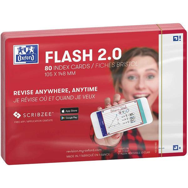 Oxford Flash 2.0 Pack of 80 Flash Cards a6 red 0