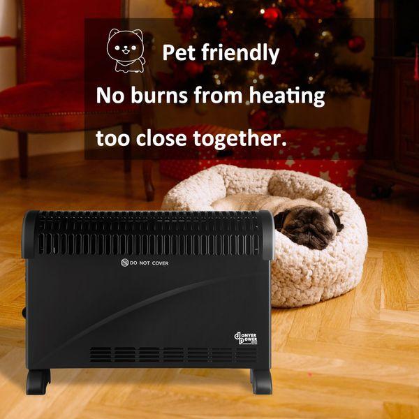 DONYER POWER Convector Radiator Heater 2000W Room Heating with Adjustable Thermostat Black 2