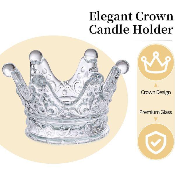 Romadedi Tea Light Candle Holders Glass - 12PCS Crown Deocr Table Centerpiece Tealight Holder Clear Bulk for Votive Candles Dinner Wedding Party Christmas Decoration 4