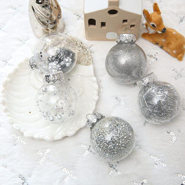 Christmas Tree Ornaments, ROSELEAF Shatterproof Clear Silver Christmas Baubles 30pcs 2.36inch 6cm Pet Christmas Ball Decorations for Party Wedding Christmas 3