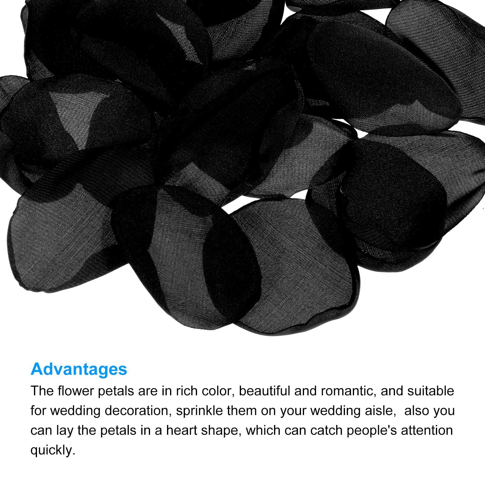 sourcing map Silk Artificial Flower Petals, Black Wedding Faux Flowers 2 Inch x 2 Inch for Wedding Centerpieces, Party Decoration Pack of 400 3