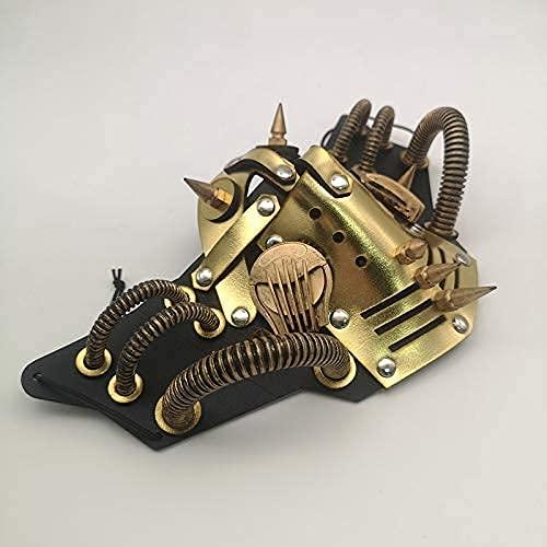 Ubauta Steampunk Leather Mask Cosplay Mask Punk Rivet Masquerade Mask-Gold 3