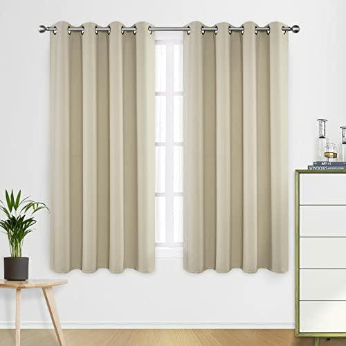 CUCRAF 2 Panels Thermal Insulated Super Soft Drapes Window Treatment Blackout Curtains for Bedroom/Living Room/Nursery - W46 x L54 inch Beige Eyelet Curtains 0
