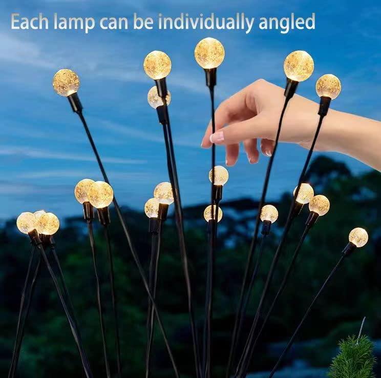 Neioaas 2PCS Solar Lights Sway by Wind, 6LED Solar Firefly Lights, Waterproof Swaying Solar Lights with 2 Modes, Pathway Lighting,Decoration for Garden Yard and Pathway - Warm Lights 4