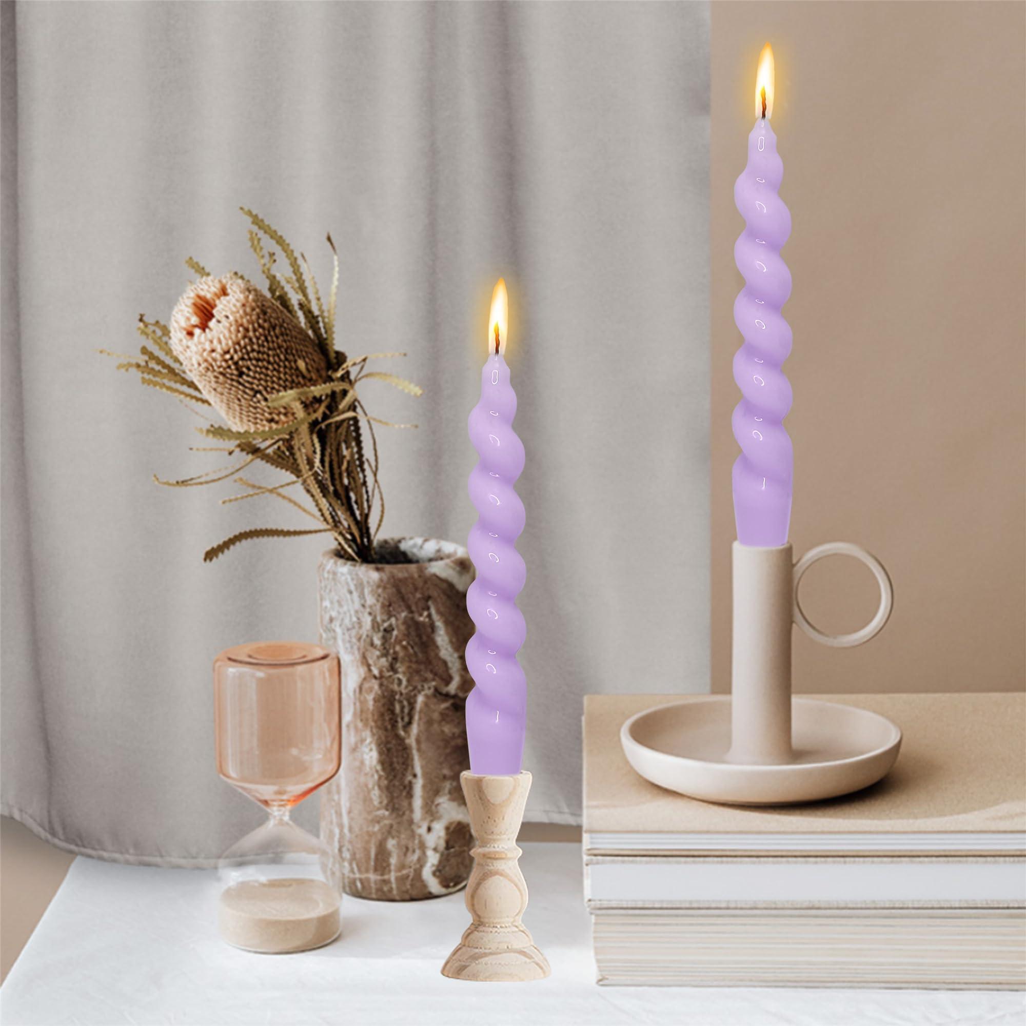 Short Tapered Candle Purple Candlesticks Gedengni Spiral Taper 7Inch Dinner Candles Conical Stick Candles for Holiday Wedding Party 2