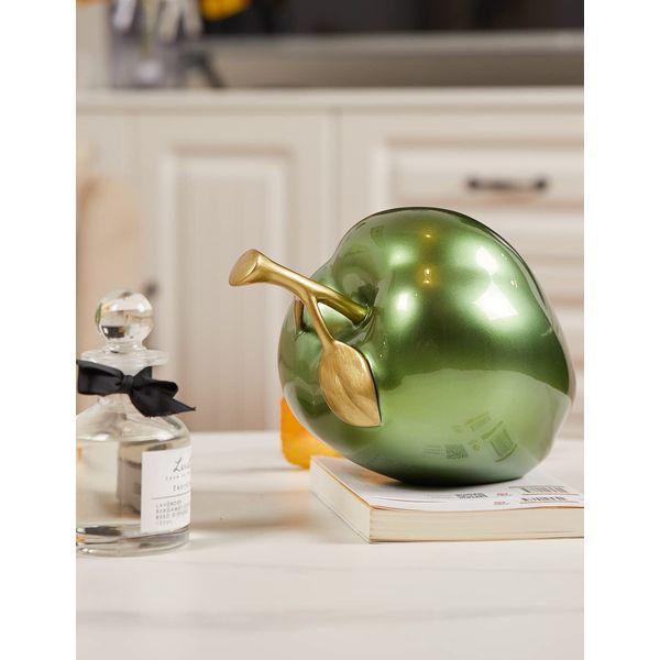 NENBOLEC Modern Sculpture Decor Apple Statue Gifts Table Centerpiece Crafts Polyresin Home Arts Green 18cm 2