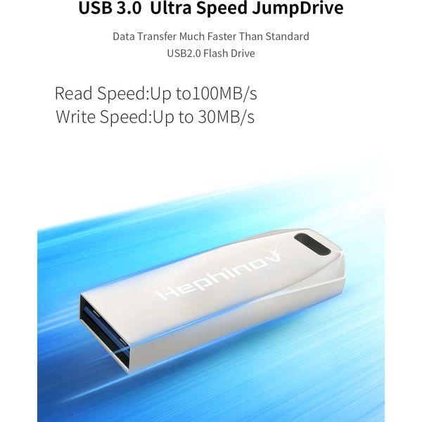 Hephinov 128 GB USB 3.0 Flash Drive, USB Stick Up to 100/20 MB/s, Plug and Play Memory Stick for Data Storage, Pen Drive for Laptop, PC, Speaker and More 1