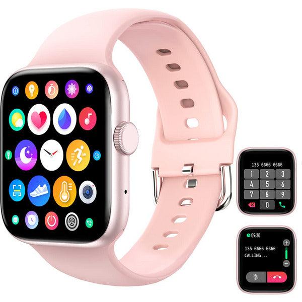 feifuns Smart Watch(Receive/Make Call),1.72'' Full Touch Screen Fitness Tracker with Call Text Reminder Heart Rate Blood Pressure Oxygen Pedometer Sleep Tracker for Women Men Android iOS Phone (Pink)