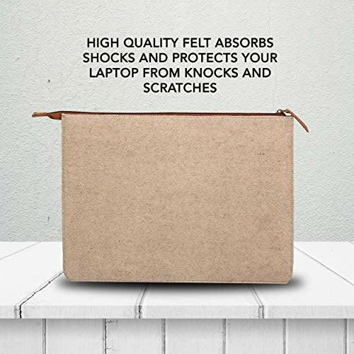 Zipper 13-13.3 inch Leather & Felt Laptop Sleeve | case | Cover with Front Pocket | Compartment Compatible with Apple MacBook Air | pro Handmade for Men Women - Black & Tan (Beige and TAN) 1