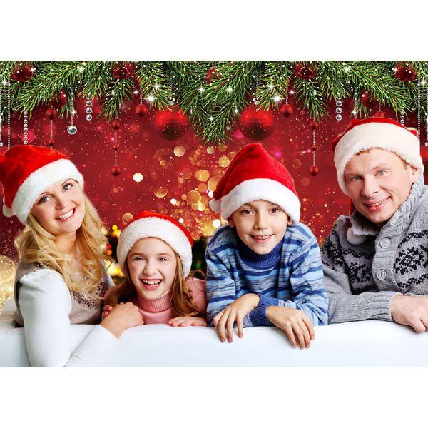 INRUI Winter Christmas Photography Backdrop Sparkle Red Merry Xmas Family Party Background (8x6FT) 1