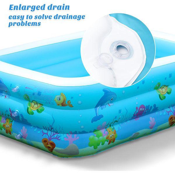 Ucradle Paddling Pool for Toddlers Kids,Rectangle Inflatable Swimming Pool for Kids,Baby Paddling Pool for Garden Backyard Outdoor,Easy to Inflate,150 cm x 106 cm x 48 cm 4