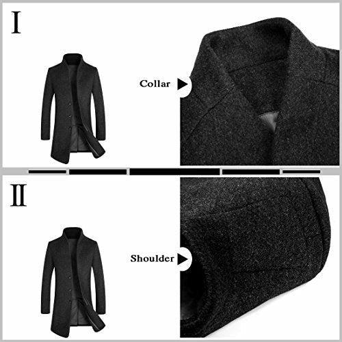 APTRO Mens Wool Coats Winter Jacket Warm Casual Overcoat Long Business Outwear Trench Coat 1681 Black S 2