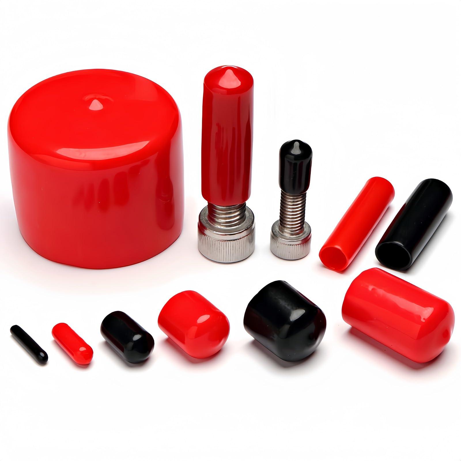 Boxonly Screw Thread Protectors PVC Rubber Round Tube Bolt Cap Plastic End Cap Cover Inner Dia.2.5mm Red 100Pcs 1