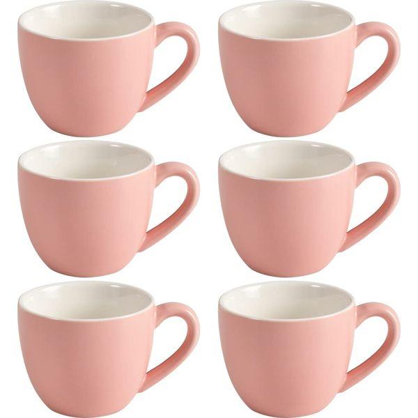 homEdge Mini Procelain Espresso Cup, 3 Ounces / 90 ml Tiny Coffee Mugs Demitasse for Espresso, Tea- Set of 6, Pink 2