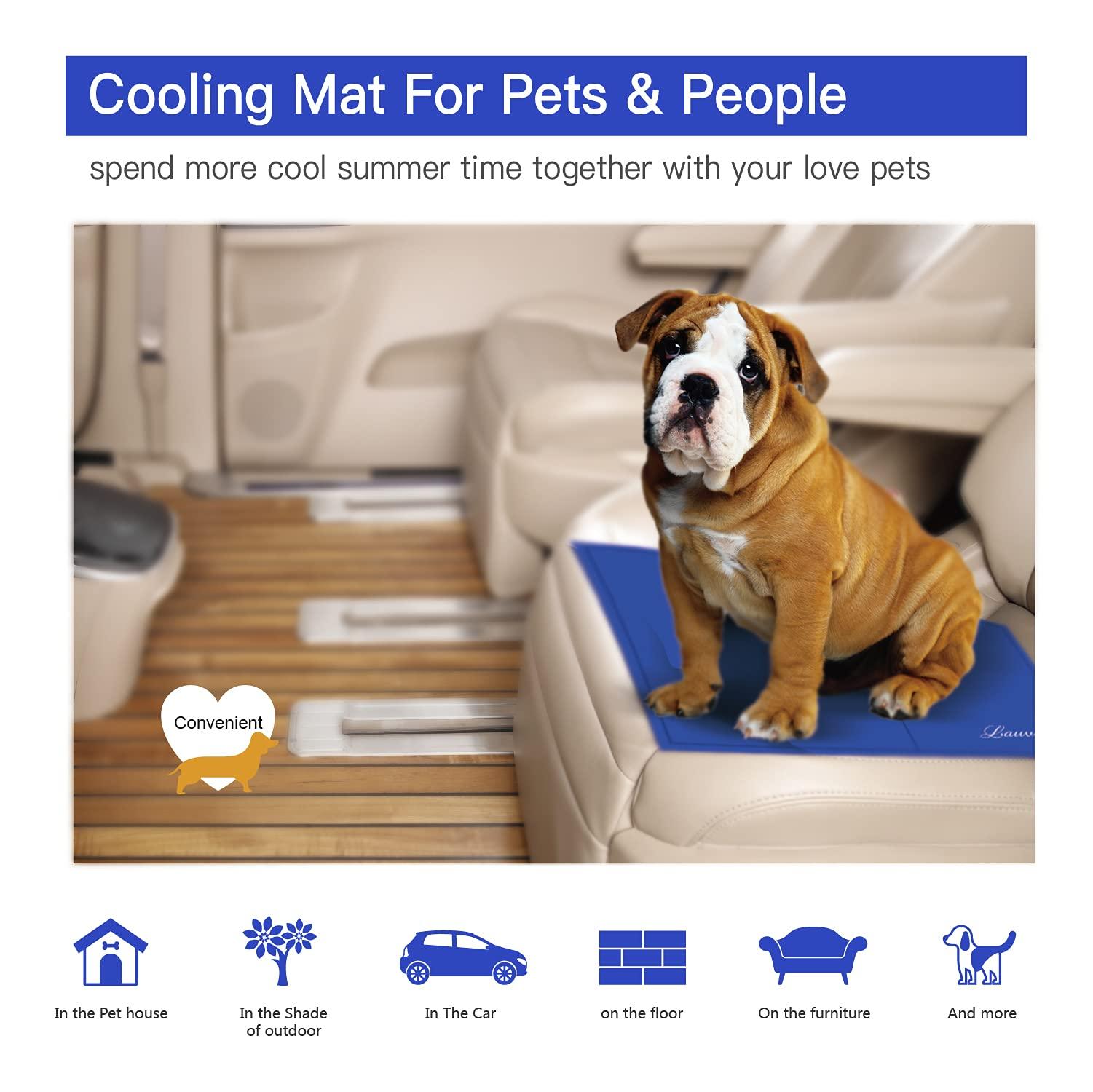 Lauva Dogs Pets Cooling Mat Large 90x50cm, Pet Cool Self-refreshing Gel Cold Pad Chill Mat Non-Toxic Sleeping Mattress Crates Accessories for Dogs Cats Doggy Rabbits Animals People in Hot Summer 3