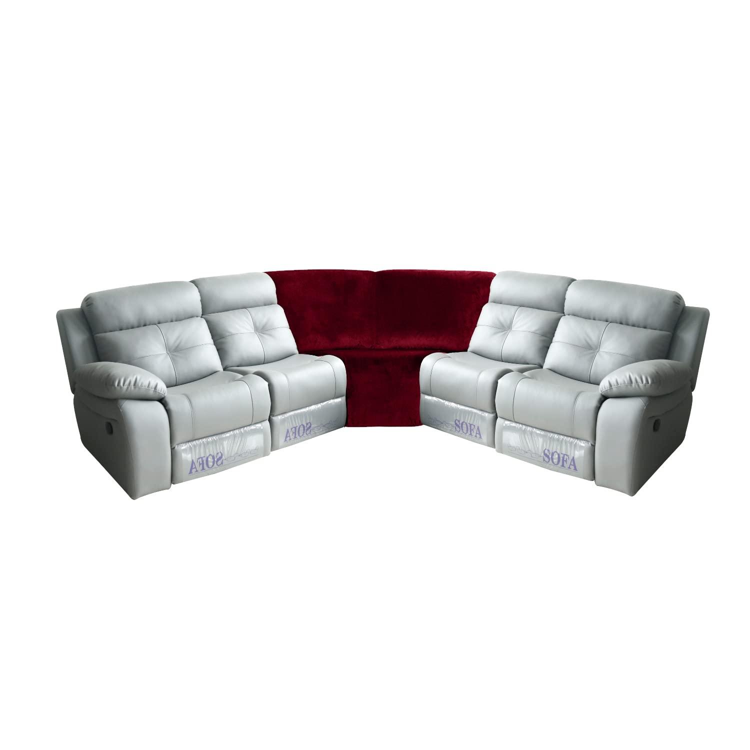 Stretch Corner Sofa Cover 1-Piece Velvet Corner Couch Cover Sofa Cover for Sectional Recliner One-Piece Sofa Slipcover Reclining L Shape Sofa Couch Additional Seat Soft w Elastic Bottom,Wine Red 2