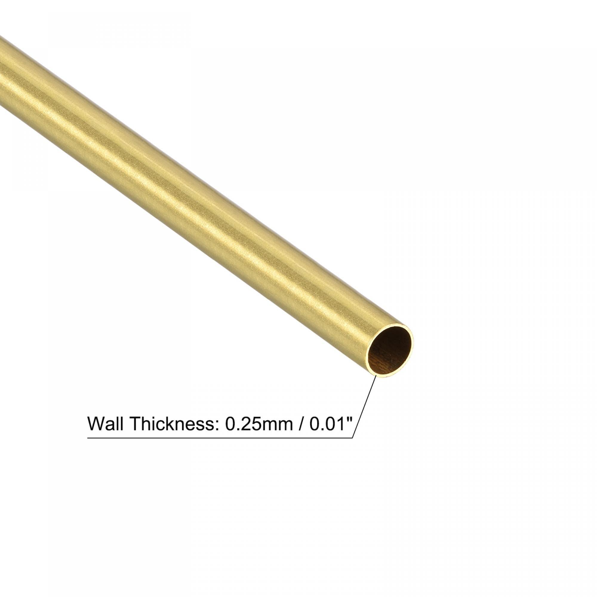 sourcing map Brass Round Tube 5.5mm OD 0.25mm Wall Thickness 300mm Length Pipe Tubing 5 Pcs 2