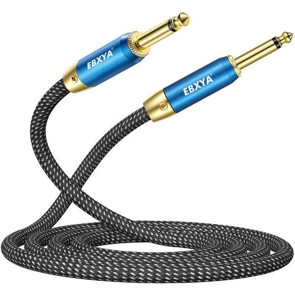 EBXYA Guitar Cable 6.35mm Instrument Cable 3M 2Pack Guitar Lead Cable1/4 TS Nylon Braided Guitar Patch Cable for Electric Guitar Bass Keyboar