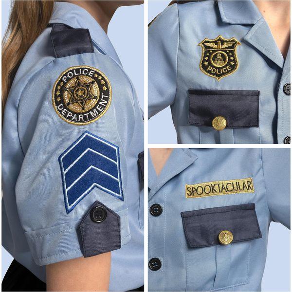Spooktacular Creations Police Officer Costume for Girls, Cop Costume for Kids Role-Playing and Halloween Dress Up-3T 3