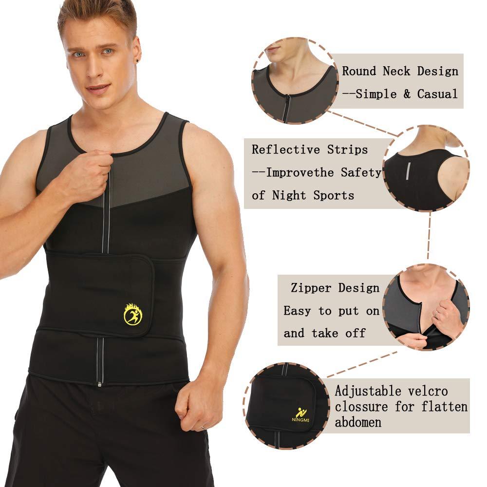 SEXYWG Mens Sauna Vest Waist Trainer - Sweat Vest For Men With Waist Trimmer Workout Shaper Control Tummy Belt Jackets Neoprene Sauna Suit 3