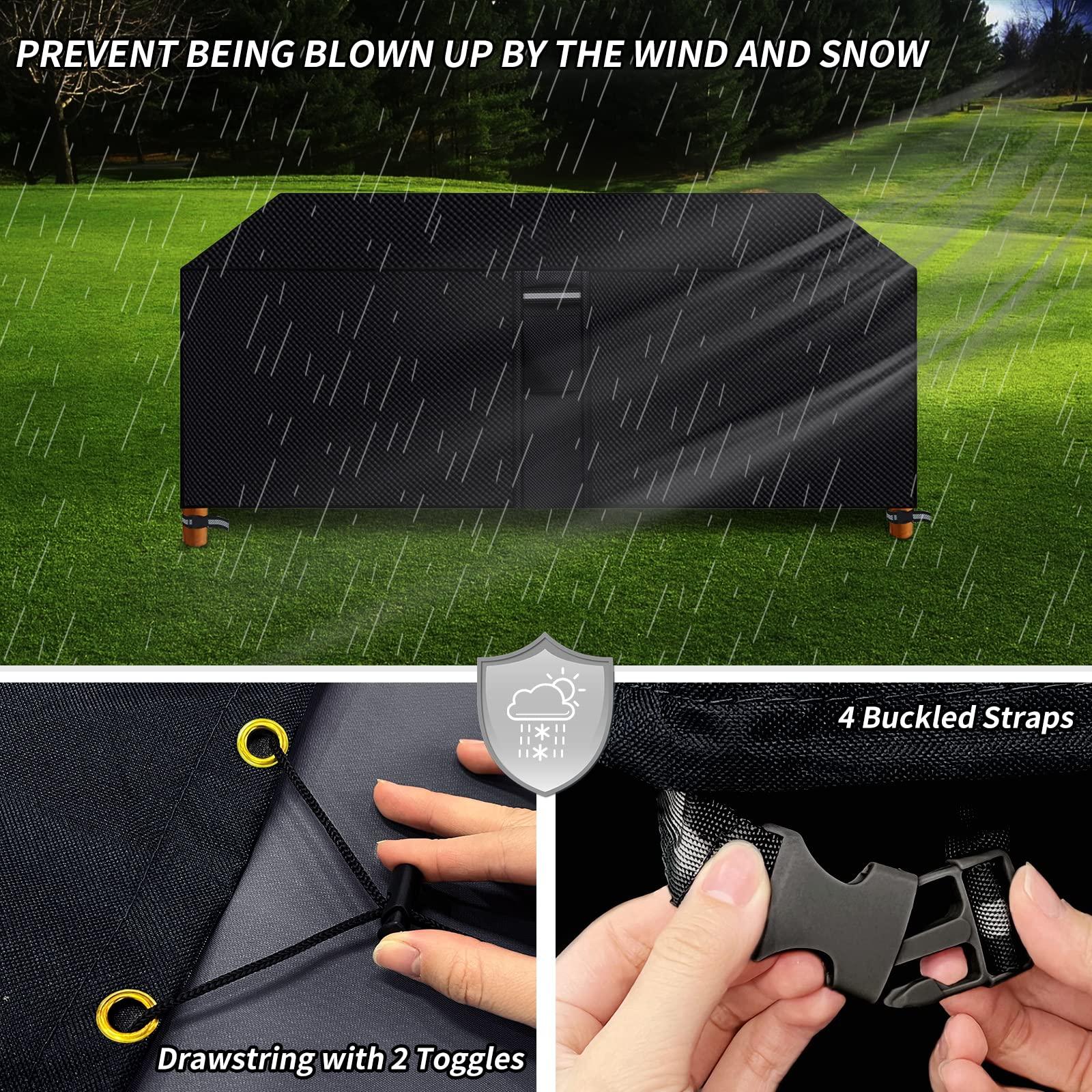 RICHIE Garden Furniture Covers Waterproof Garden Outdoor Table Cover 242x162x90cm, Heavy Duty 600D Oxford PVC Breathable Coating for Furniture Sets Patio Table Cover Black 4