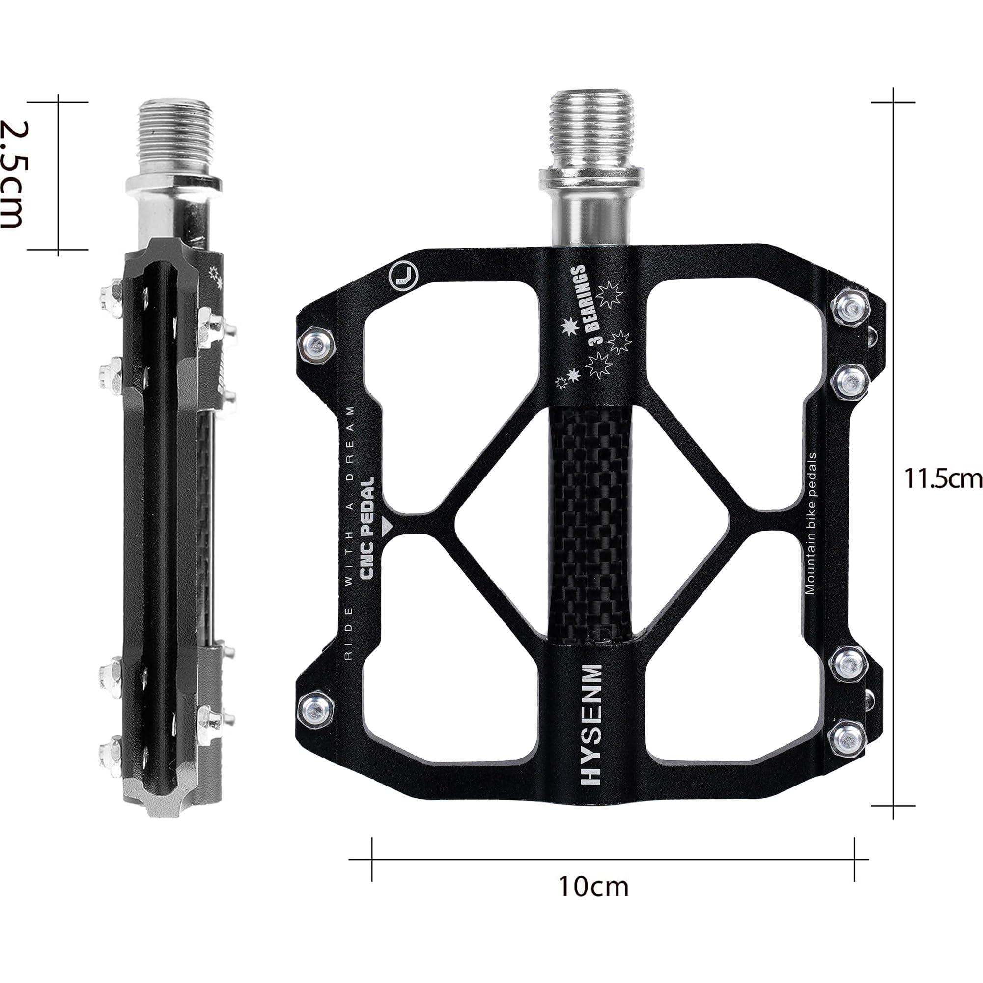 HYSENM Bike Pedals, Aluminum Mountain Bike Pedals 9/16 Inch 3 Bearing Cycling Bicycle Pedals for Road Bike, MTB, BMX, Wide Paltform Flat Pedals 2