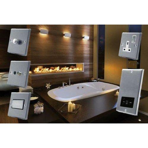 Light Dimmer Switch 2 Gang 2 Way 10 Amp - 400W - Satin Chrome - Square 1