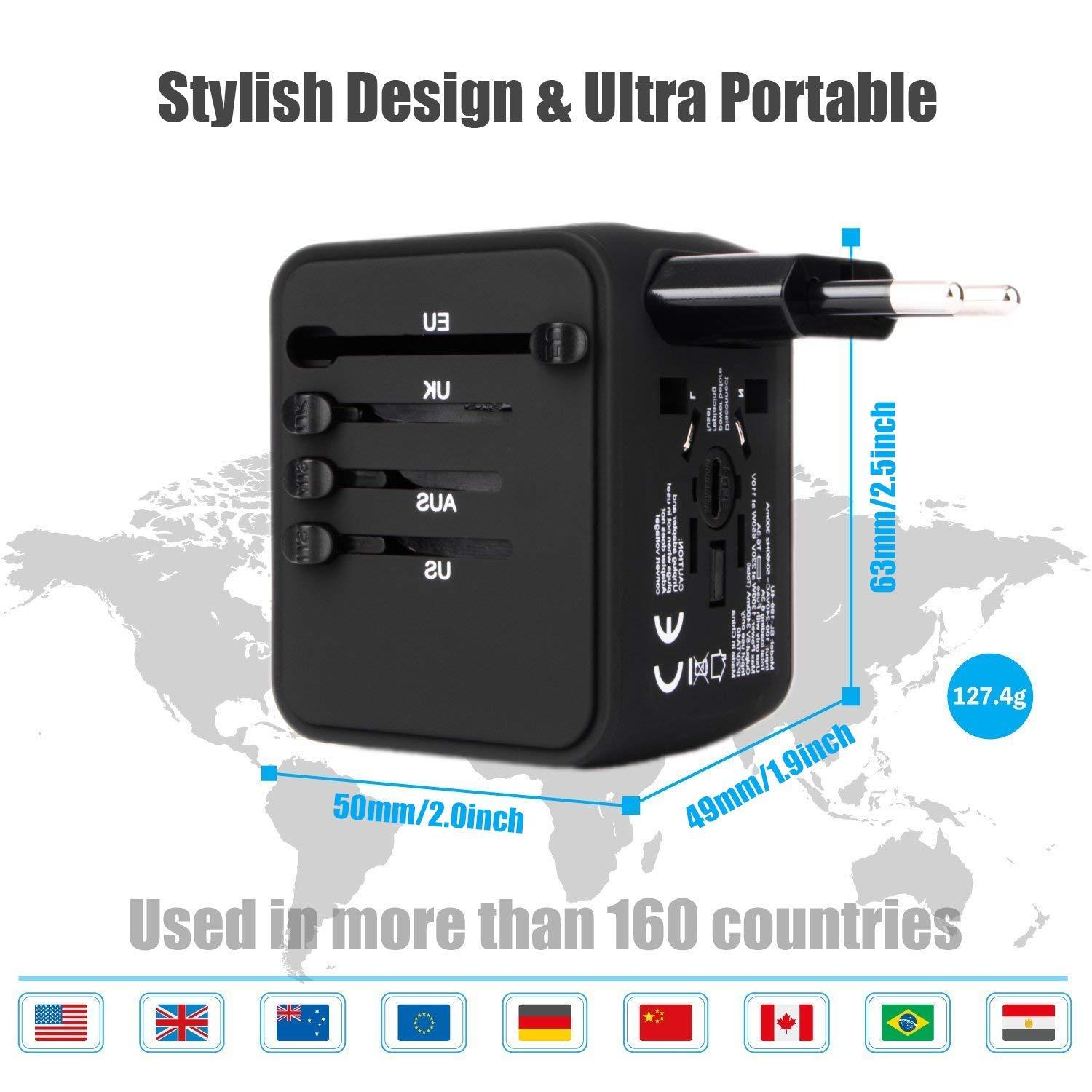 VGUARD European to UK Adapter, 1 x Plug Adaptor EU to UK Plug Adapter 2 Pin Plug Adaptor to 3 Pin for Travel or Electronic Device from France, Italy, Spain, Germany to UK - Black 3