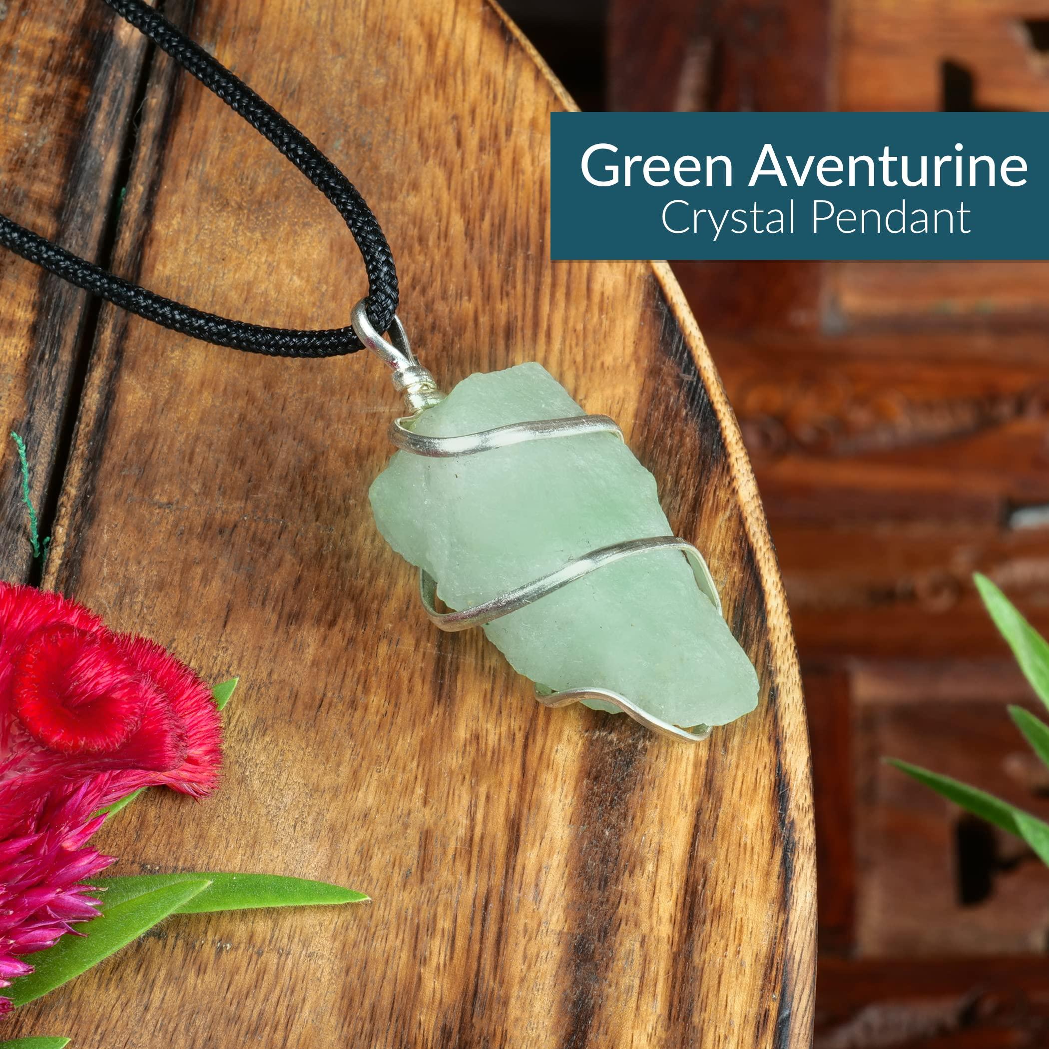 PYOR Green Aventurine Raw Crystal Jewelry Pendant Necklace Chakra Reiki Healing Gemstones Prosperity Stone Quartz Energy Generator Gifts Aura Cleansing Gemstone Good Luck Charms Gems Pendants, 17.50 2