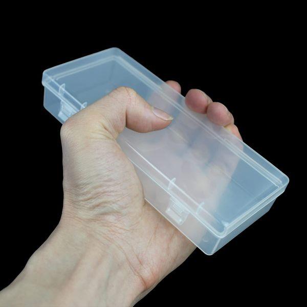 LJY 10 Pieces Rectangular Empty Mini Clear Plastic Organizer Storage Box Containers with Hinged Lids (155 x 65 x 30 mm, Blue) 3