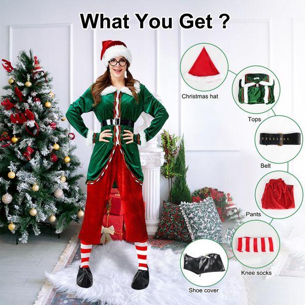 JESOHO 6 Piece Elf Costume, Men's Women's Elf Costumes, Unisex Performance Costume, Cosplay Party Costume,Fancy Dress, Christmas Elf Outfit (Size: S) 2