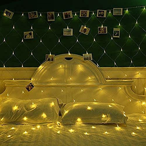 [Remote,Timer] Backyard Bedroom LED Net Lights,Battery Powered Fairy Lights String Outdoor Waterproof,Dimmable,8 Modes,Ceiling Wall House Garden Patio Tree Decor(3m x 2m 200 LEDs,Warm White) 3