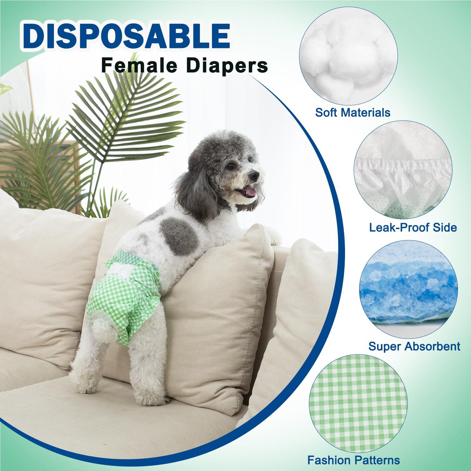 Pet Soft Disposable Dog Cat Puppy Nappies Female Xsmall 24 Count, Super Absorbent Diapers Pants for Female Dogs with Adjustable Tail Hole 4