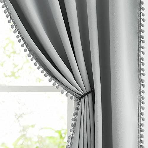 Pencil Pleat Grey Blackout Curtains for Living Room 90-inch Drop Light Blocking Bedroom Curtains Energy Saving Triple Weave Full Blackout Window Treatment Sets for Dining Men's Guest Room, 50" w 2pcs 0