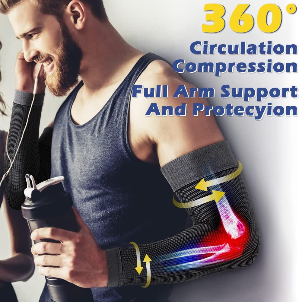 beister Compression Arm Sleeves Elbow Supports: Full Arm Supports Protection for Men & Women (Pair), Non-Slip Breathable Sports Arm & Elbow Braces for Arthritis, Lymphedema, Bursitis, Workout 2