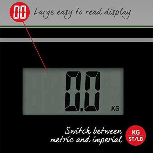 Salter Compact Digital Bathroom Scales - Toughened Glass, Measure Body Weight Metric / Imperial, Easy to Read Digital Display, Instant Precise Reading w/ Step-On Feature - Black 2