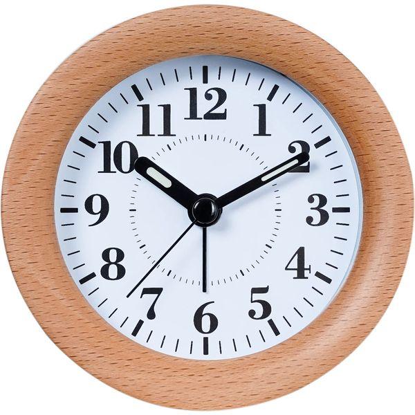 UberDeco 4 inch solid wood mantel alarm clock, nature wooden brown color 1