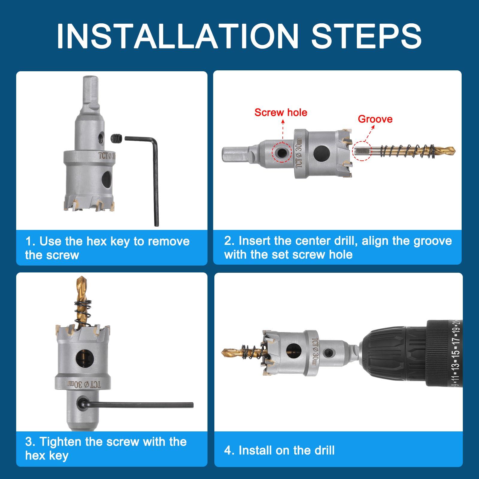 sourcing map Metal Hole Saw Carbide Cutter 53mm / 2.09" Dia for Stainless Steel, Metal, Aluminum Alloy, Copper, Brass, Plastic, with Extra Center Bit 3