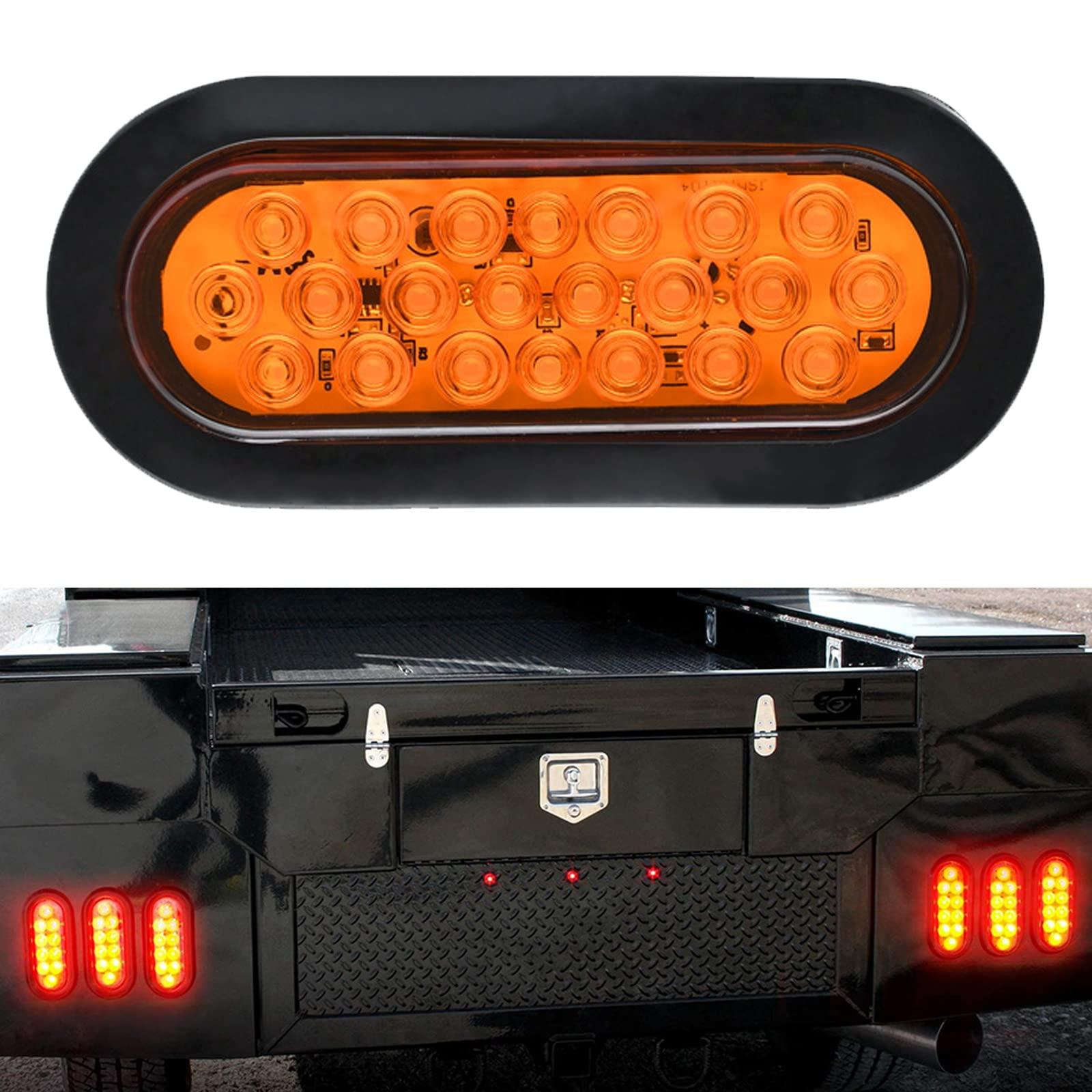 ALI2 Oval Yellow LED Trailer Lights Stop/Turn Tail Light 22 LED for Trailer Truck,2PCS 4