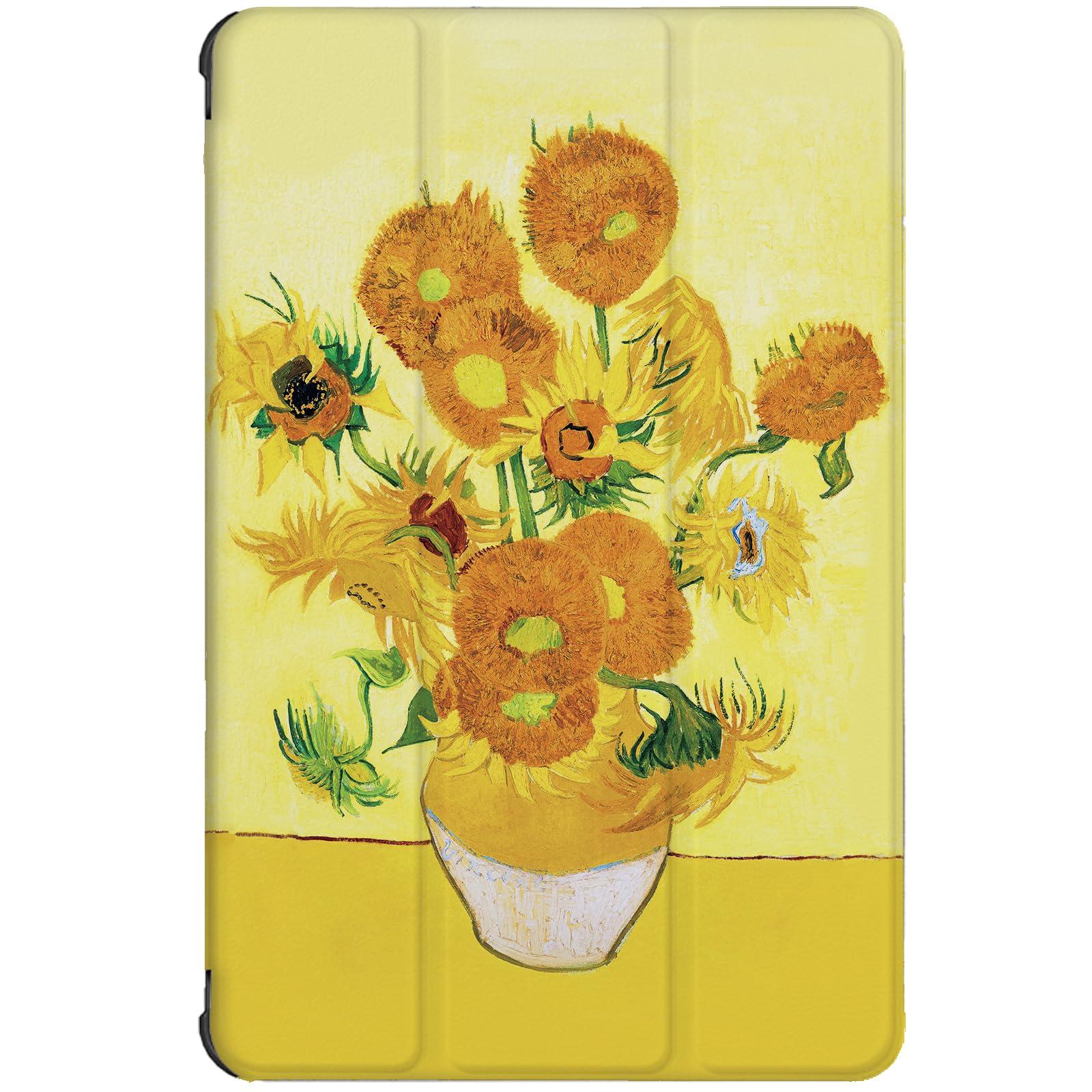 Berkin Arts Samsung Galaxy Compatible with Tab S8 Ultra Case 14.6 inch Model SM-X900/X906 Tri-Fold Stand Cover Post-Impressionism Yellow Flowers (Sunflower by Van Gogh) 0