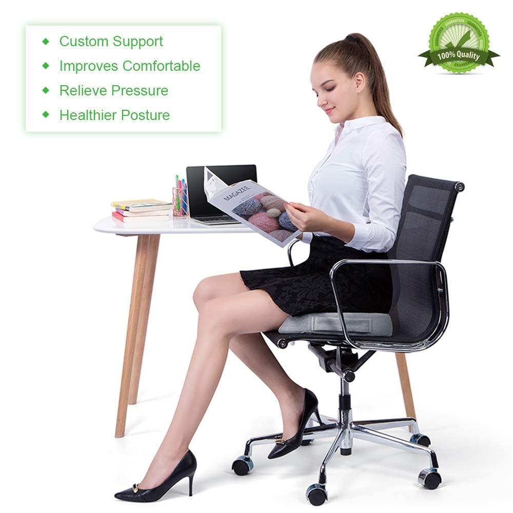 OVEYNERSIN Seat Cushion for Office Chair - Comfortable Desk Chair Cushion - 100% Pure Memory Foam Car Seat Cushion - Coccyx Orthopedic Pad - Relieves Back, Hip, Tailbone, Sciatica Pain - Gray 2