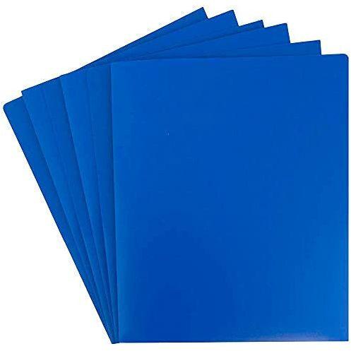 JAM PAPER Heavy Duty Plastic 2 Pocket School Folders - Blue - 6/Pack 2