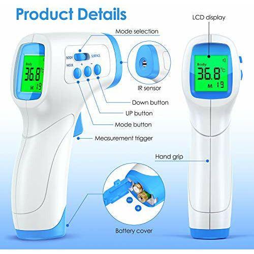 KKmier Digital Infrared Medical Thermometer Non Contact Temperature Gun for Adults Kids and Babies with High Temperature Alarm 1s Instant Reading Suitable for Forehead and Object 4