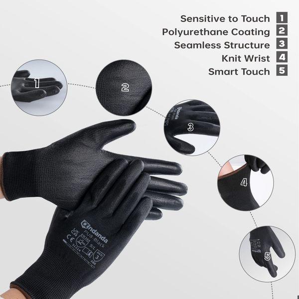 ANDANDA 24 Pairs Safety Work Gloves, Gardening Gloves, Seamless Knit Work Gloves with PU Coated, Ideal Black Work Gloves Men, Multi Purpose for General Heavy Duty Work, Warehouse, Garden, Assembly M 1